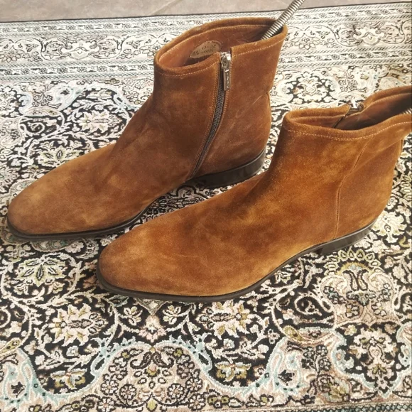 Santoni | Shoes | Santoni Suede Zipper Boots | Poshmark